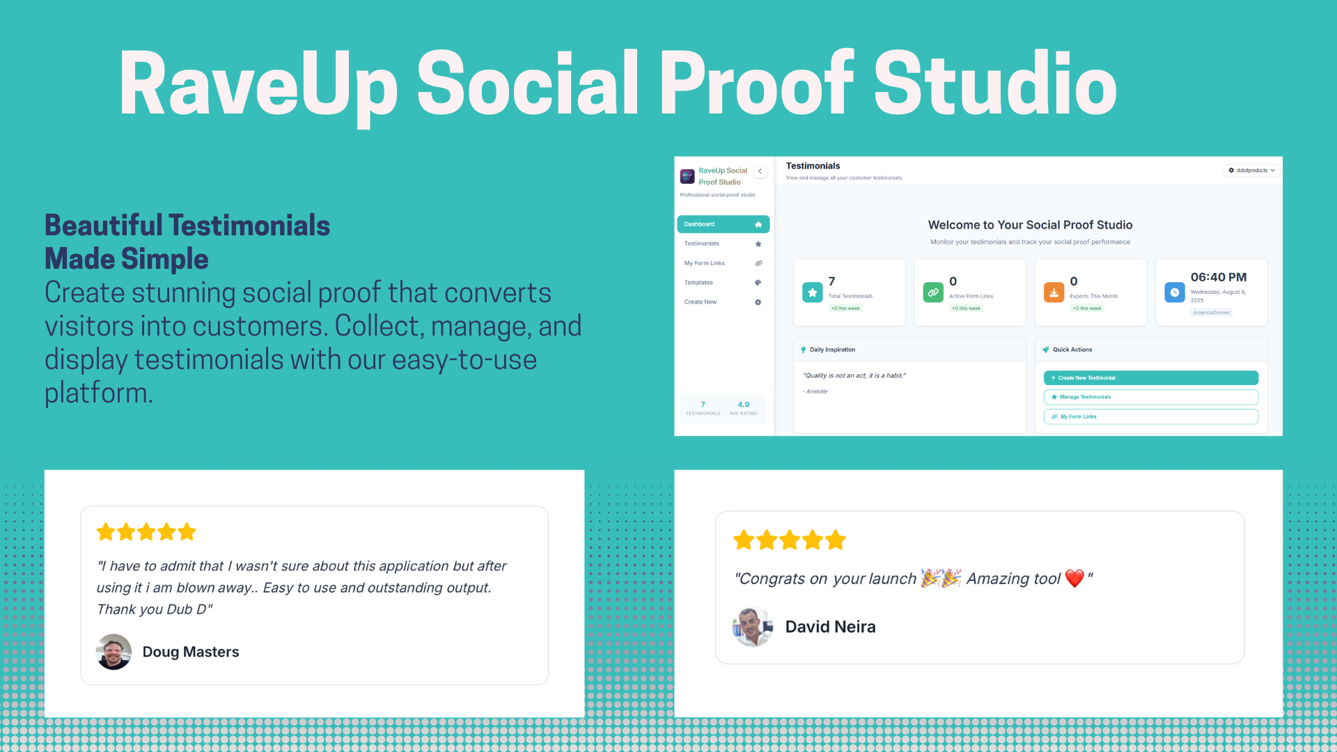 RaveUp Social Proof Studio - Complete Platform Overview